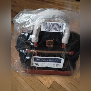 Dooney And Bourke Suede Navy Domed Zip Satchel